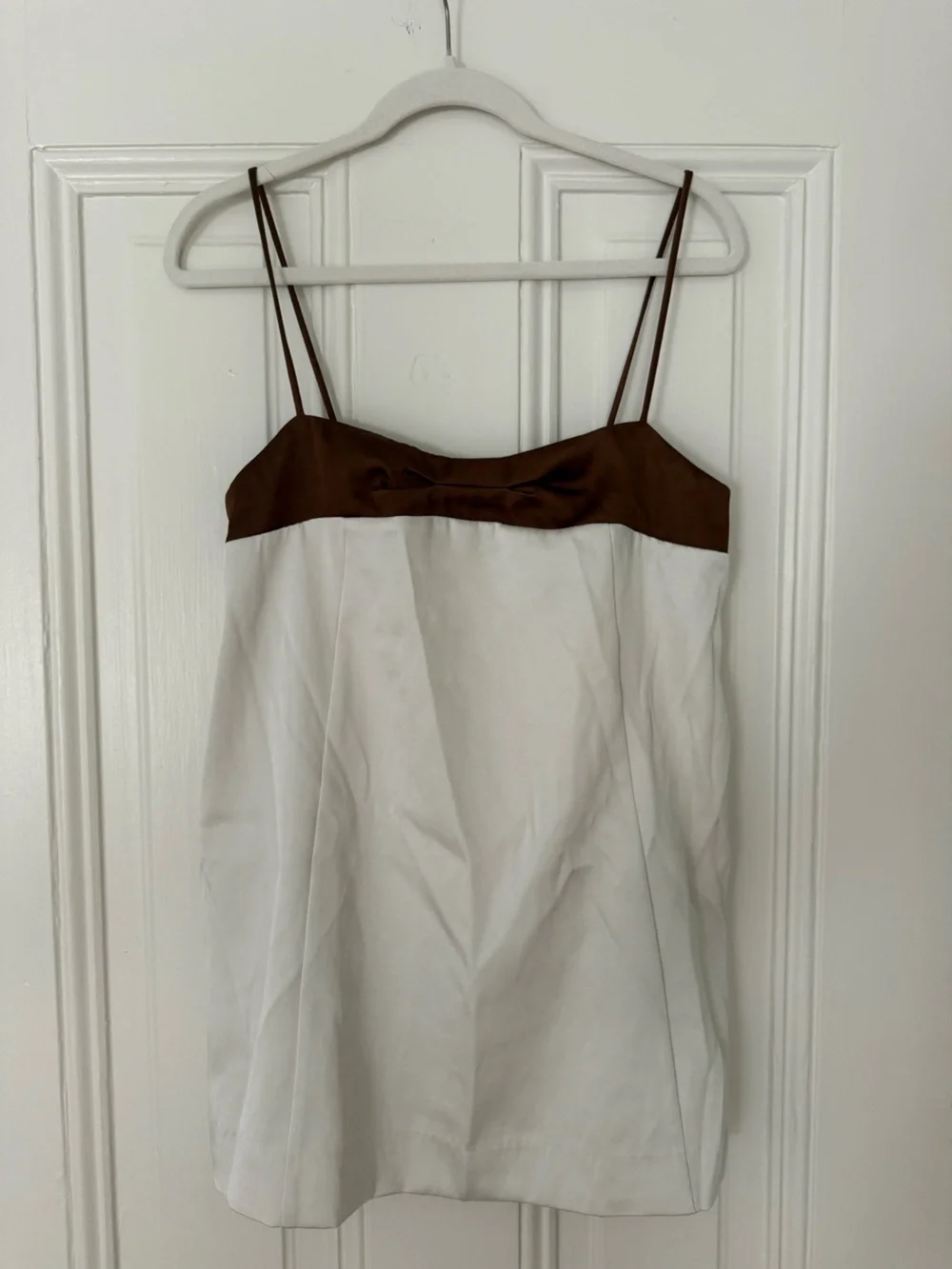 Free People Cream & Brown Satin Mini Dress